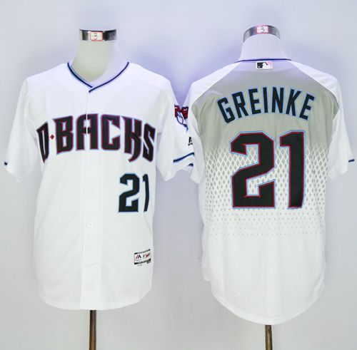 Diamondbacks #21 Zack Greinke White/Capri New Cool Base Stitched MLB Jersey - Click Image to Close